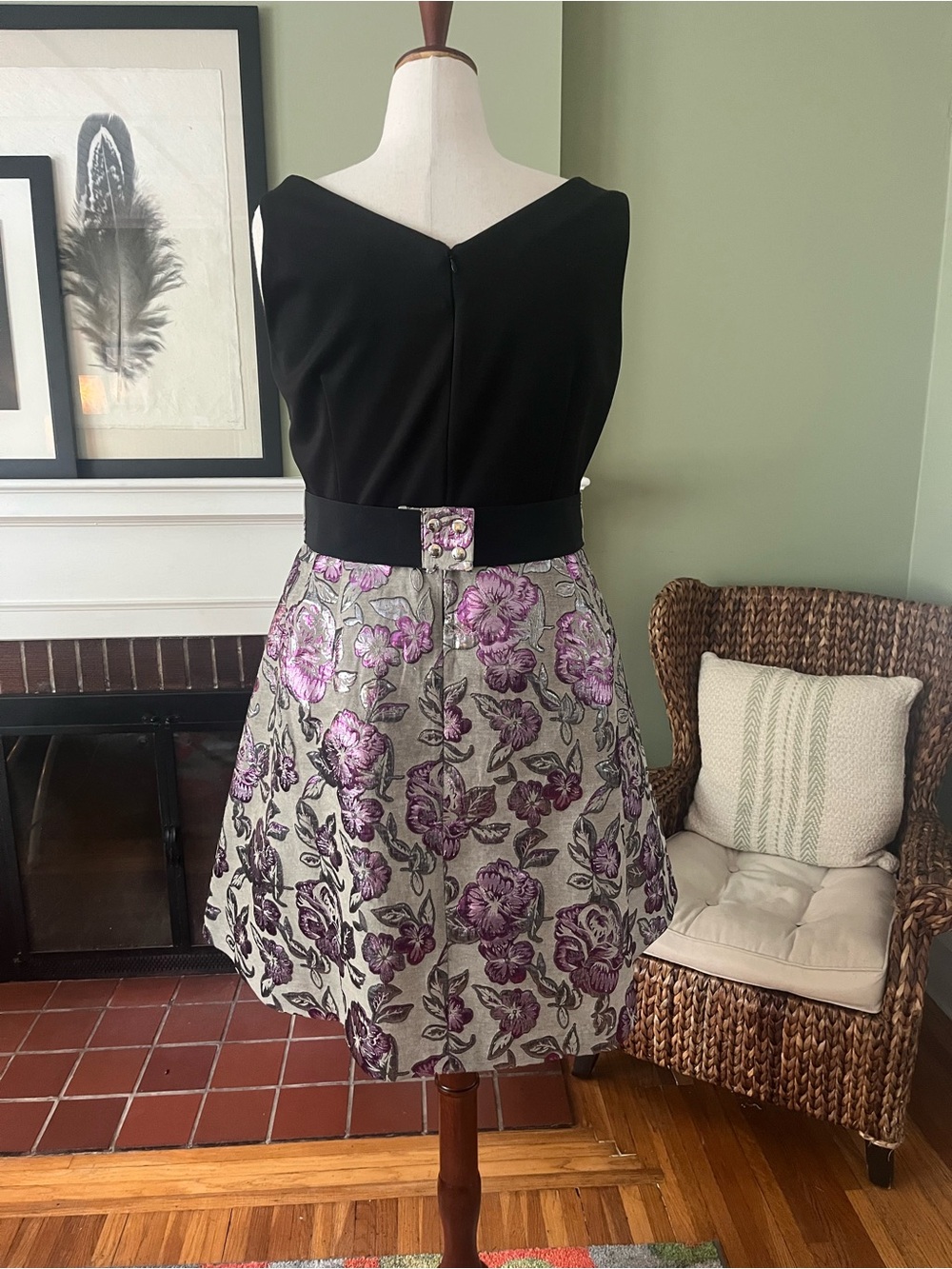 ELOQUII Metallic Floral Jacquard A-Line Dress — Size 22 - Picture 6 of 10